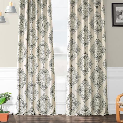 HPD Half Price Drapes Printed Room Darkening Curtains for Bedroom Living Room 50 X 120, BOCH-KC27B-120 (1 Panel) Henna Black - Image 2