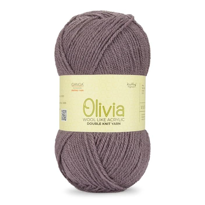 Ganga Olivia Hand Knitting and Crochet Yarn (Old Dusky Lavender) (400gms) Acrylic