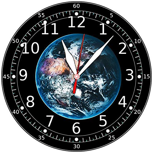 Shri Kanth Art® Print Analog Round Shape MDF Wodden Wall Clock for Office,Home (Earth)