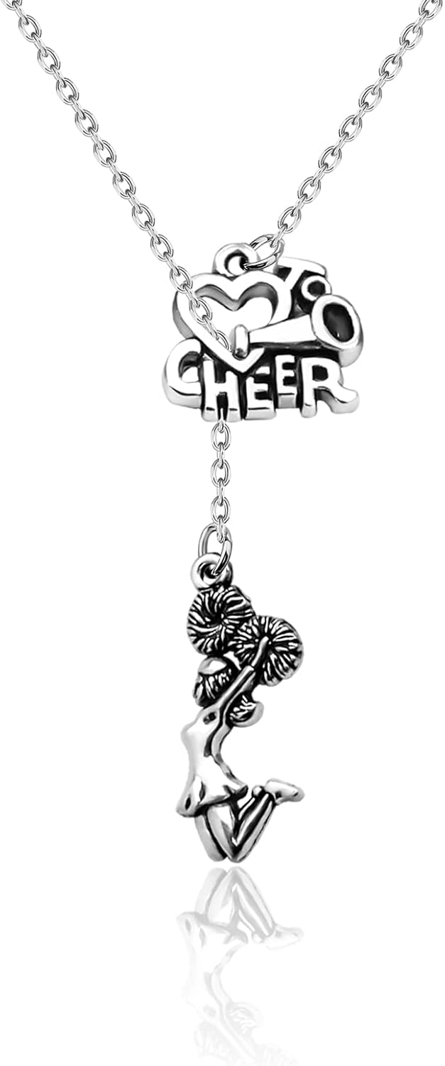PLITI Cheerleader Pendant Necklace for Women - Cheer Team Coach Appreciation Gift With Megaphone Charm