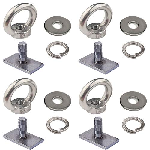 4 Set Heavy Duty Eye Bolt, Stainless Steel - M8 Eye Nuts, Track Mount Tie Down Eyelet to Hold Your Bungee Cord or Ropes Anchoring