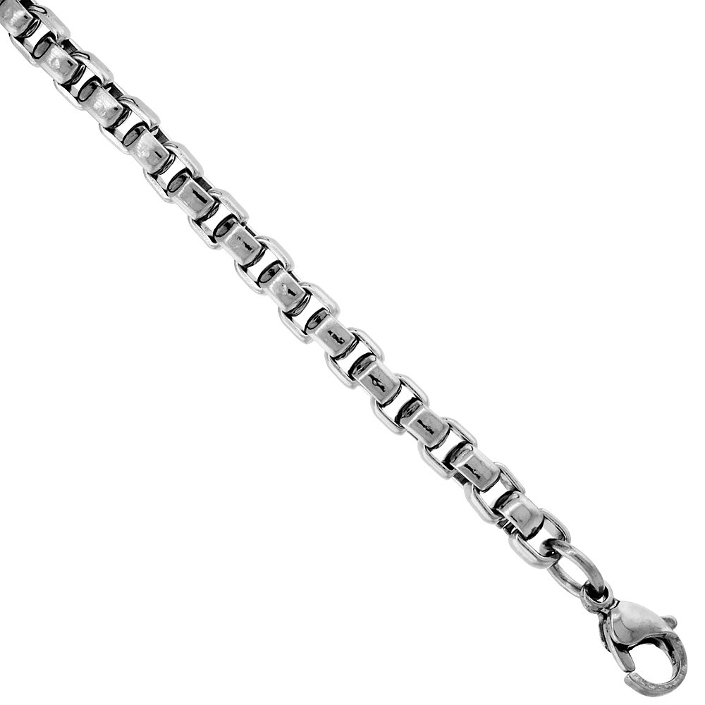 Surgical Steel Heavy Round Box Chain Necklace 5 mm, Sizes 20, 22, 24 & 30 inch