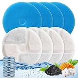 Happy & Polly Cat Water Fountain Filters - 4 Pack Pet Fountain Replacement Filters for 67oz/2L Automatic Pet Water Fountain（4 Filters& 4 Sponges)