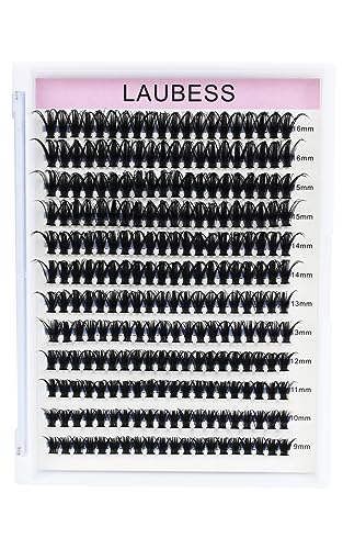 Image of Eyelash Clusters LAUBESS Lash Clusters Individual Lashes Cluster Eyelash Extensions DIY at Home Waterproof Cluster Lashes (50D-D-9-16)