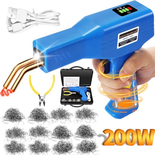 200W Plastic Welding Kit Cordless Plastic Welder Plastic Welding Machine 220V 5000mAh USB Rechargeable Car Bumper Repair Kit with 1050PCS Hot Stapler Plastic Welding Repair Kit for Car Bumpe