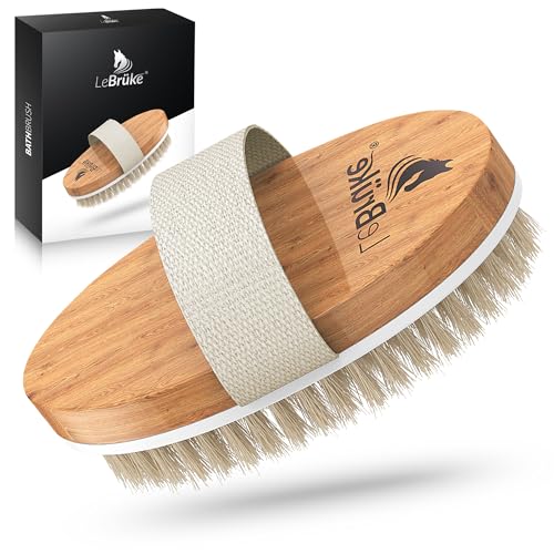 Lebrüke® Trockenbürste Badebürste - Mit praktischer Aufbewahrungstasche - Perfekt zum entfernen von abgestorbener Haut - Peeling Körperbürste Peelingbürste