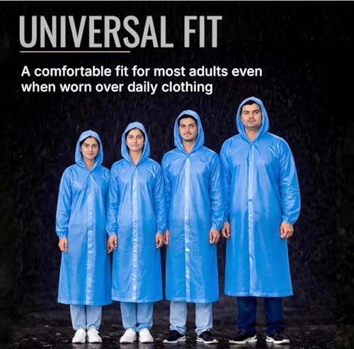 Image of Unisex Hooded Raincoat, Waterproof Long Rain Jacket, Multiple Colours, Reusable