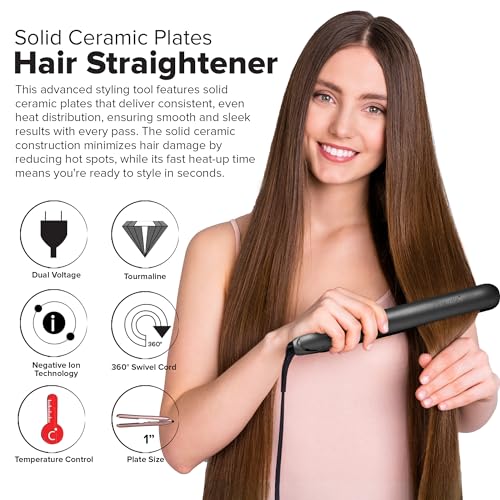 Plancha de Pelo Cerámica JOYA MIA Diva 1 pulgada Negra miniatura 2