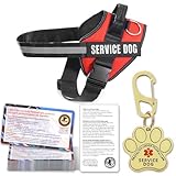 Opstin Service Dog Vest, ID Tag + 50 ADA Information Cards, Service Dog Harness in Sizes X Small to XX Large, Metal Dog Tag has Ruggedized Clip, 2-Sided Service Animal Cards,ESA Accessory Set Small