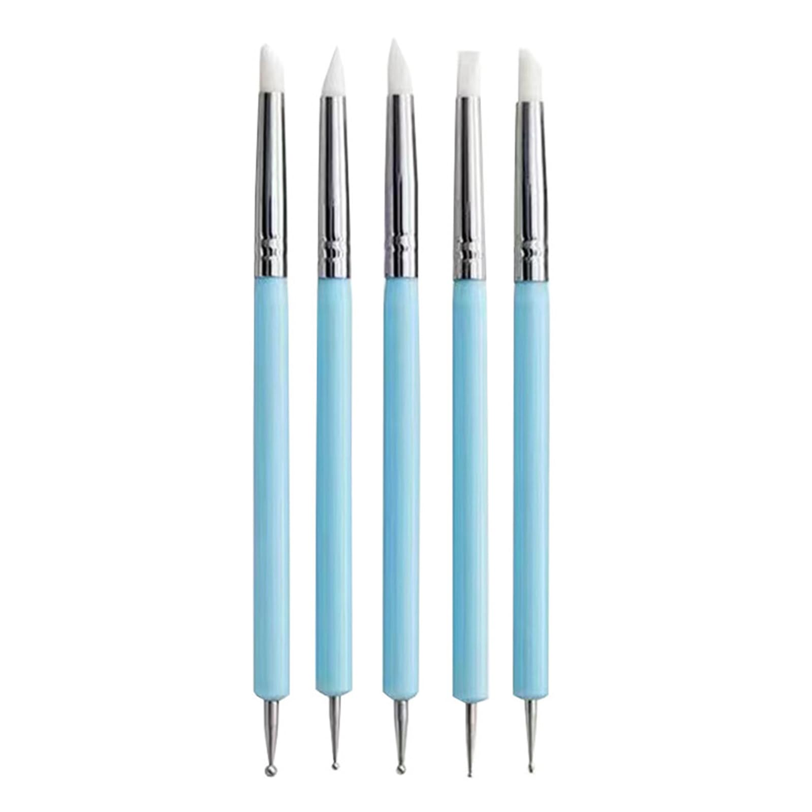 Shunzhong 5Pcs Modeling Dotting Tool, Pottery Embossing Tool for Rock, Nails, Blending, Drawing, Modeling Silicone Clay Sculpting Tools Dotting