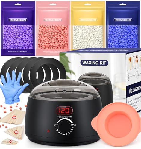 Calentador de Cera Depilatoria - Maquina Cera Caliente Depilacion con Visualización Temperatura Depilacion en Casa para Cuerpo Completo, Cejas, Faciales, Bikini, Piernas, Axila para Mujer y Hombre