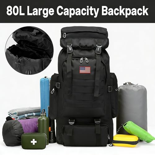 80L 2-pack Hiking Backpack for Men with Sling Tactical Backpack - Rucksack Molle Military Tactical Waterproof Lightweight Camping Backpack 3 Day Assault Pack for Travel, Climbing, Backpacking - Image 4