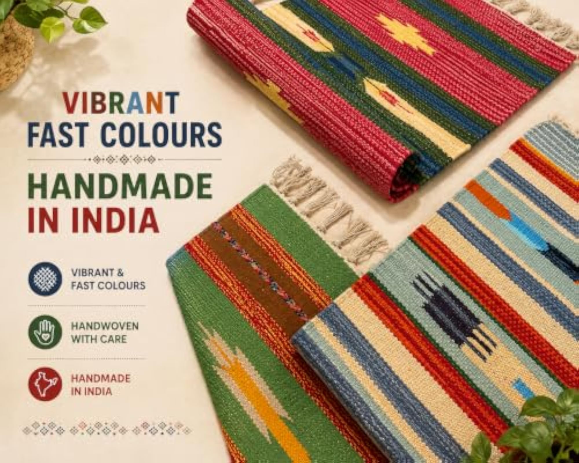 Premium Cotton Traditional Design Rectangular Door Mat Combo