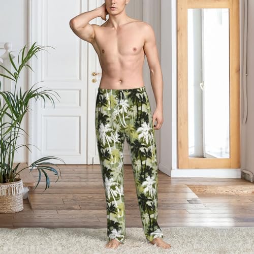 Novastar Mens Pajama Pants Bottoms With Pockets- Hawaiian Style Black Green Soft Mens Pj Pants, Comfy Men Lounge Pants2