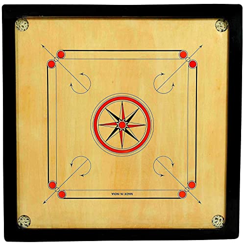 Image of Duro Matte Finish Club Carrom Board for Professionals and Clubs with Coins Striker & Boric Powder, Pack of 1, Beige