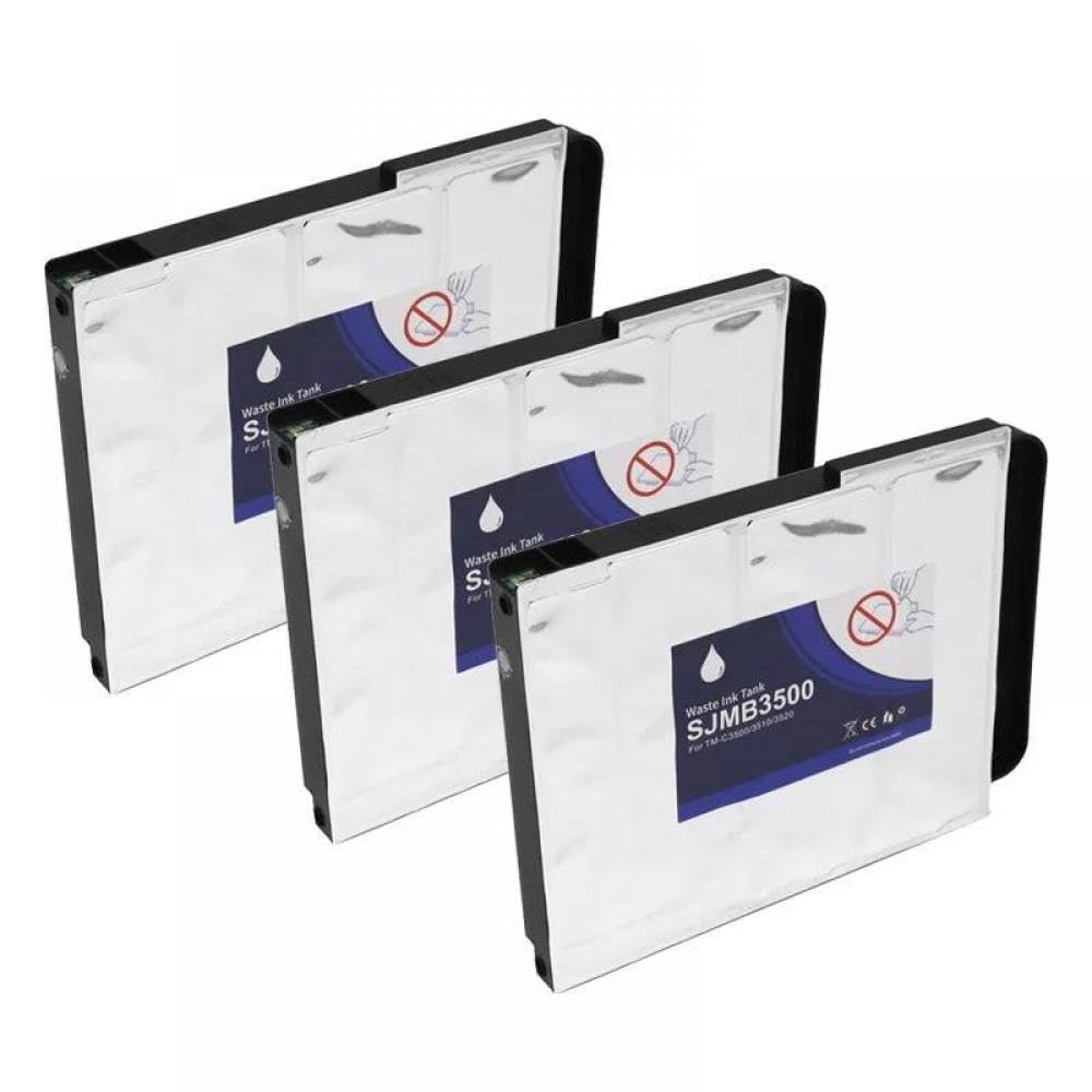 Ink Maintenance Box Tank for TM-C3500 TM-C3510 TM-C3520 Color Label Printers with Chip SJMB3500 Waste Ink Tank(3PCS Tank)