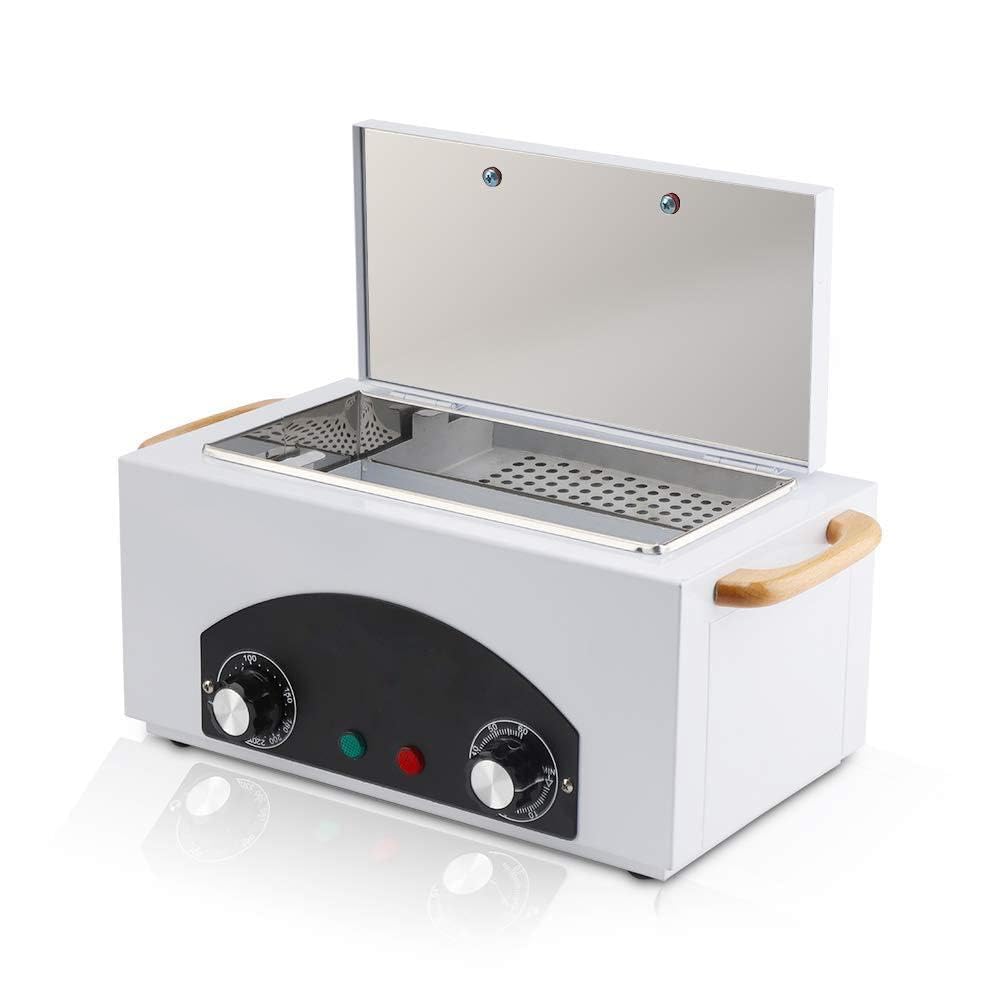 High Temperature Metal Tool Cleaning Box Dry Heat Sterilizer with Timer Manicure Pedicure SPA Salon Barber Equipment for Dentist Clinic Lab Sundry Beauty Hair Cut Nail Metal Tools (UK Plug)