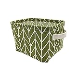 Mziart Geometric Pattern Small Storage Basket with Handle, Foldable Cotton Fabric Storage Organizer Box Cubes Bins for Nursery Babies Room (Green Arrows)