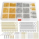 LEOBRO 1200PCS Jewelry Making Supplies, Jump Rings for Jewelry Making, with Earring Hooks Earring Findings, Lobster Claw Clasps and Necklace Extenders