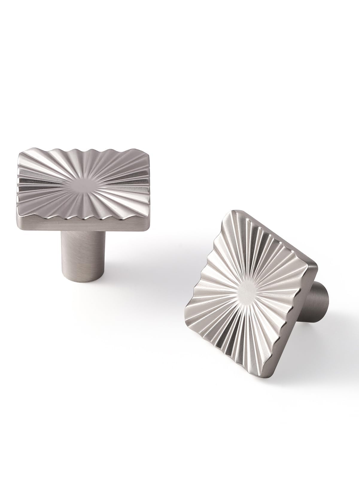 Sorwduerm Brushed Nickel 5 Pack Cabinet Knobs Satin Nickel Flat Drawer Square Pulls Kitchen Cupboard Bathroom Dresser Cabinet Hardware Handles Zinc Alloy