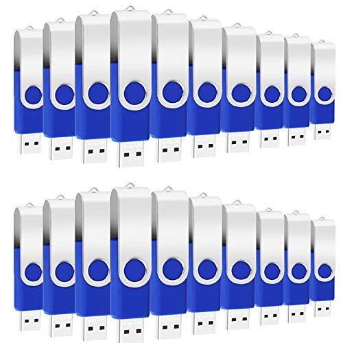4GB USB Bulk Flash Drives 100 Pack EASTBULL USB 2.0 Flash Drives Bulk Thumb Drive Pack Memory Stick Swivel Pen Drives (Blue)