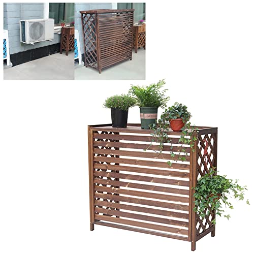 Cubierta de madera para unidad de aire acondicionado para balcón, caja de aire acondicionado al aire libre, estante de almacenamiento de bomba de calor de madera maciza, elegante y pantalla de aire