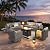ovios 11 Piece Outdoor Patio Furniture Set with Fire Pit Table,Conversation Sectional Wicker Couch with Swivel Chairs,Modern Outside Sofa for Balcony Backyard (Dark Grey)