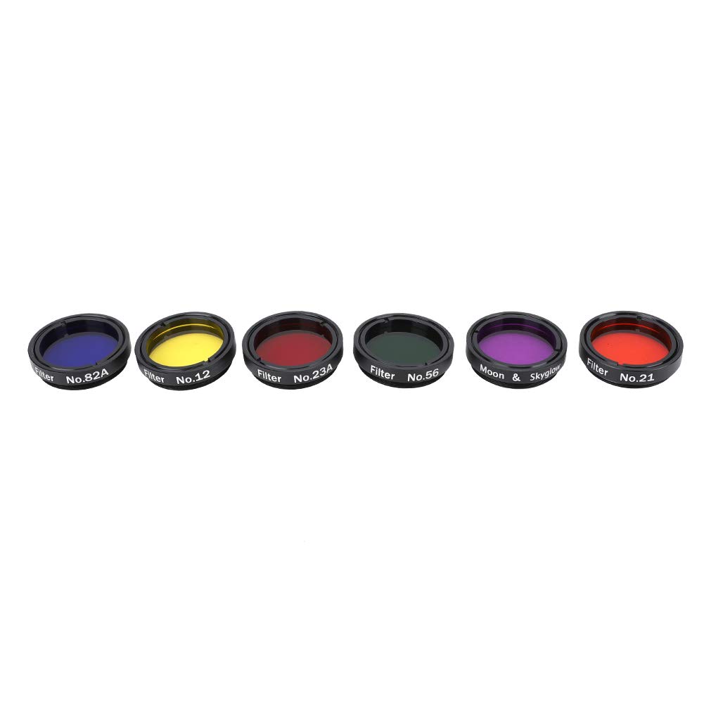 Bewinner 6-teiliges Buntes 1,25-Zoll-Teleskopfilter-Set mit Aufbewahrungsbox für Teleskope, Okulare, Zubehör für Astronomische Teleskope, Farbfilter, Mondnebelfilter