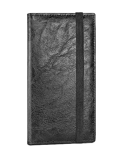 Image of Yarnic Checkbook Cover for Personal Checkbook Holder with Pen Holder | Check Book Covers & Built-in Clear Plastic Divider for Duplicate Checks (Black)
