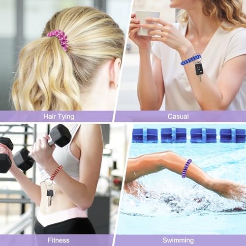 Image of TENOC Spiral Coil Keychain, Anti-lost Key Chain Holder Lanyard Cord for Sauna Outdoor Sports and Gym Pool