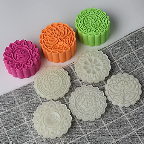 Cookie Stamp Moon Cake Mold Set, 125G 5Pcs Thickness Adjustable Cookie Press Diy Decoration Hand Press Cutter Cake Dessert Tool #TOP1