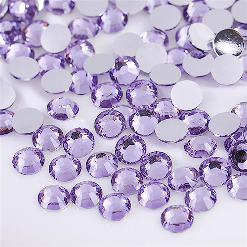 Image of 500 Pieces SS30 6mm Flatback Rhinestones Clear Glass Round Gems Crystals for Nail Art DIY Crafts Clothes Shoes Bags (Light Purple)