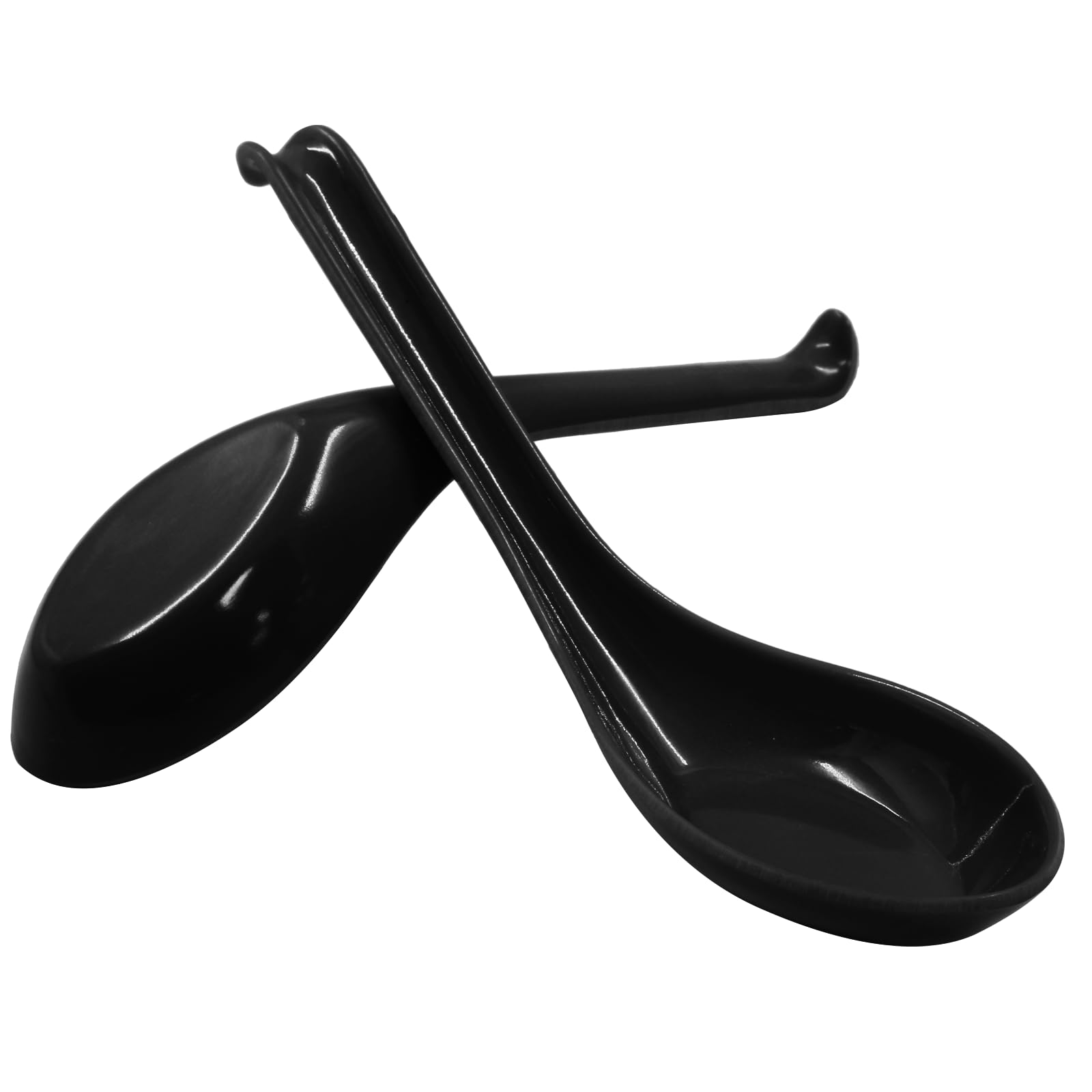 Asian Soup Spoons, 2PCS, Black Melamine