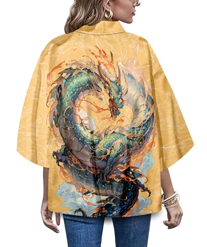 Image of LAI MENG FIVE CATS Women's Summer Cardigan Lightweight Kimono Floral Print Loose Cover up Casual Tops