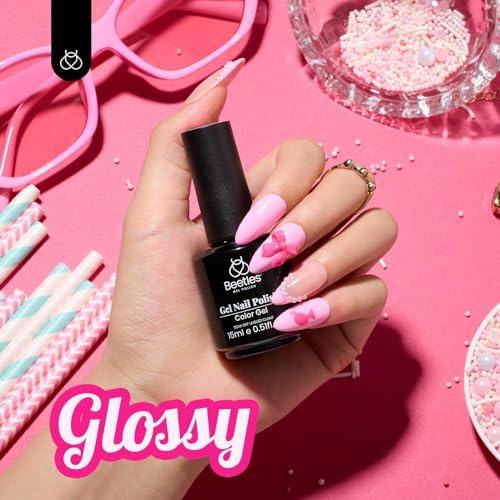 Image of Beetles Pink Gel Nail Polish 15ML Soak Off UV Gel for Pastel Nail Art