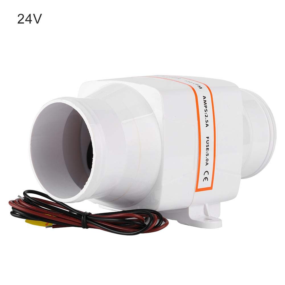 Soplador de aire de sentina marina, 3 pulgadas Soplador de aire de sentina marina en línea Ventilador de ventilación fuerte mudo para Yacht Boat RV(24V)