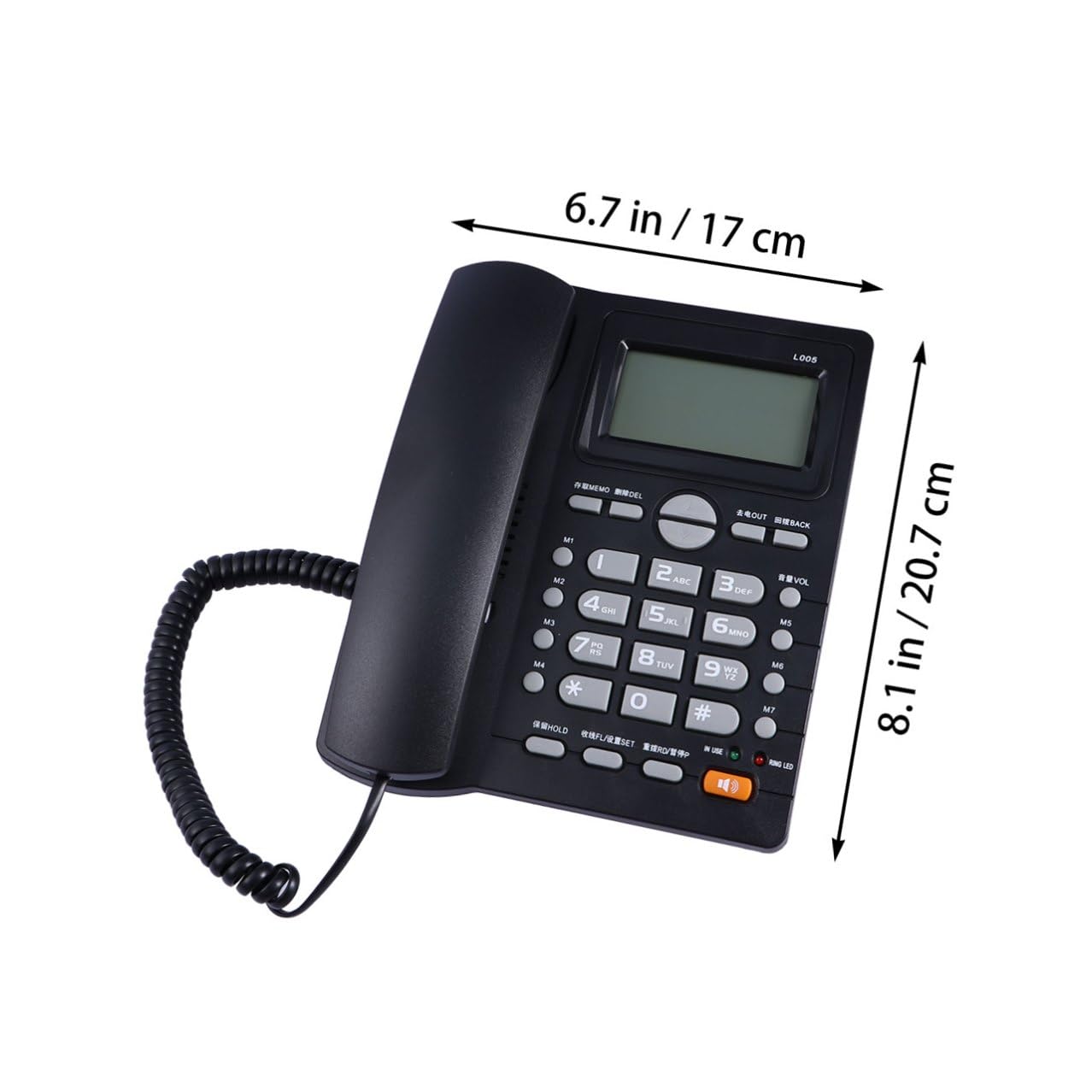 Telefono Fisso Doppio Nip e Identificazione Chiamante, Volume Suoneria Regolabile, Registrazione 50 Gruppi, in Plastica Nero per Casa e Negozio