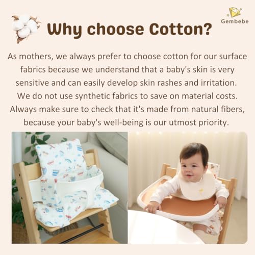 Image of Waterproof & Compatible Stokke Tripp Trapp Cushion Set - Easy to Clean - Made Fabric from Korea - 100% Cotton Stokke Tripp Trapp High Chair Cushion Set