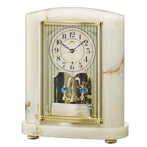 セイコークロック エンブレム 電波 置き時計 HW521M 回転飾り クリスタル オニキス枠 アナログ306×254×115mm 7.6kg (包装+ギフト)