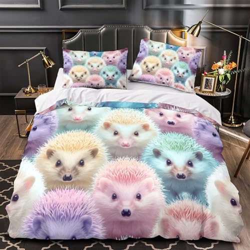 Parure de lit 3 pièces 3D HedgePorcs microfibre douce Super King 260x220