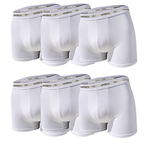  Umbro Set 6 Pezzi Boxer Uomo in Cotone Elasticizzato Art. 701 (Bianco, 4/M)