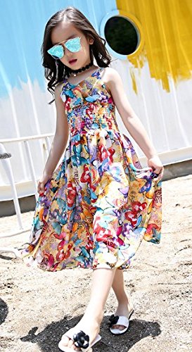 EGELEXY Toddler Girl Dresses Bohemian Style Kid Girl Chiffon Beach Skirt Floral Dress Jumpsuit Girl Summer Hawaii Clothes3