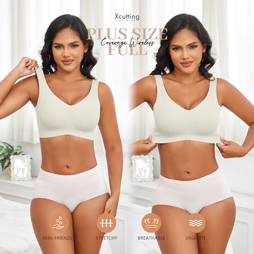 Image of Xcutting Plus Size Bras for Women No Underwire Full Coverage Everyday Bras