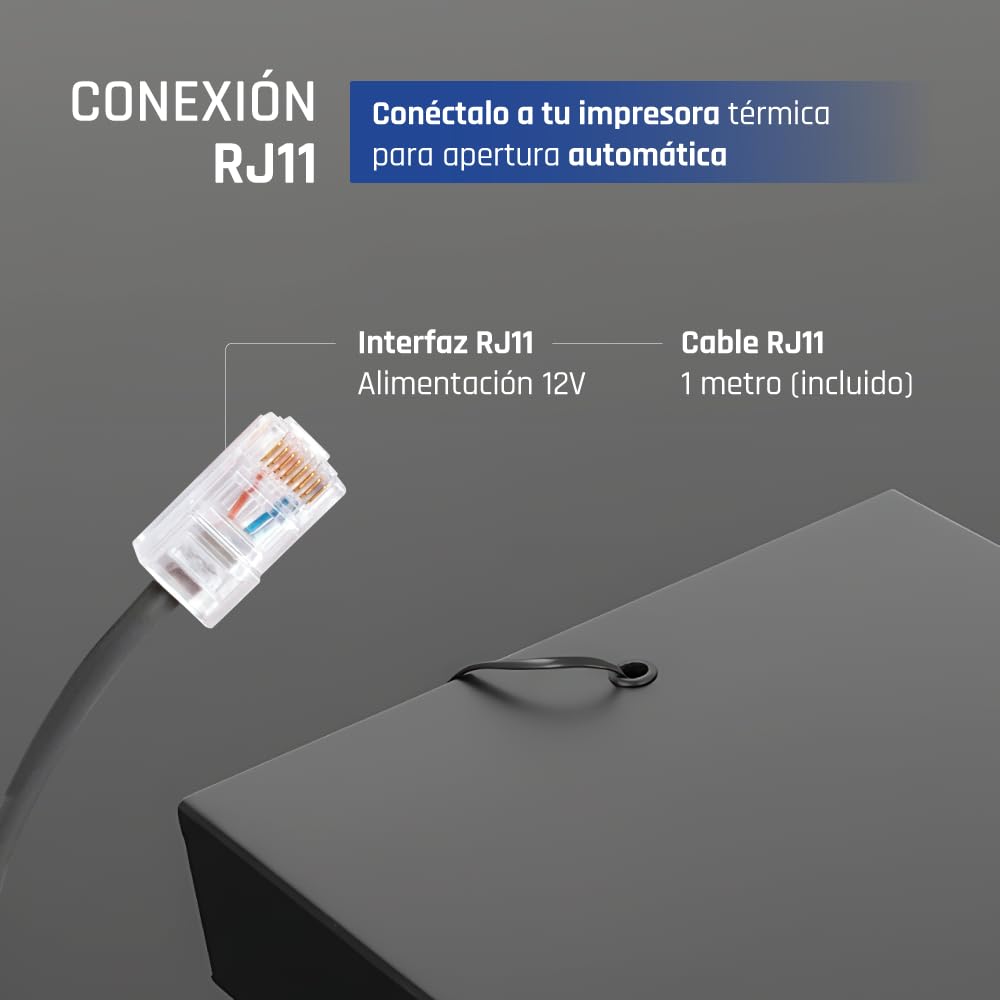 iggual – Cajón Portamonedas IRON-10 -Caja Efectivo Registradora Manual o Automática 4 Billetes y 6 Monedas -Cerradura 3 Posiciones - Material Acero+Plástico -Uso profesional- Negro (38x33,5x 8)