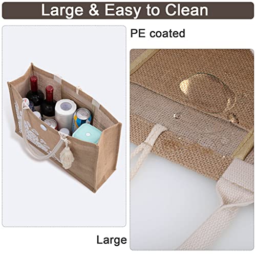 itgowisa Beach Bag for Women,Jute Beach Bag with Handles Pocket Tassel Waterproof Lining,Large Gift Bag, Straw Purse, Reusable Grocery Bag, for Shopping Travel Summer Vacation - Image 4