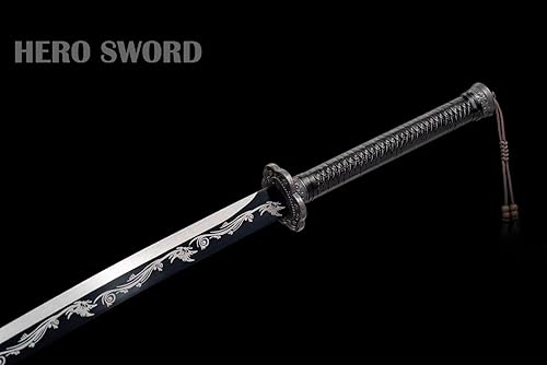 Miniatura 9 de HERO SWORD Espada de acero managanés de combate real de 44 pulgadas, espada china afilada de espiga completa, espada de Kung Fu, espada de Wu Shu,