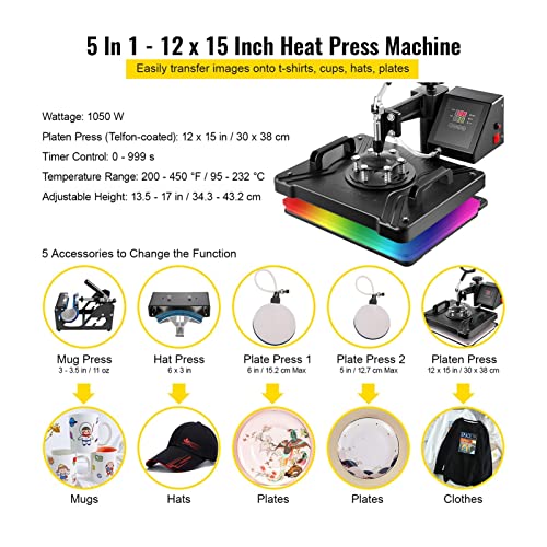 Máquina de prensa térmica 5 en 1 12x15 pulgadas miniatura 2
