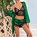 Pajama Sets for Women Fashion Sexy Lace Tanks Shorts Nightgown Sleepwear 3 PC Casual Comfort Home Pajamas Suits Green