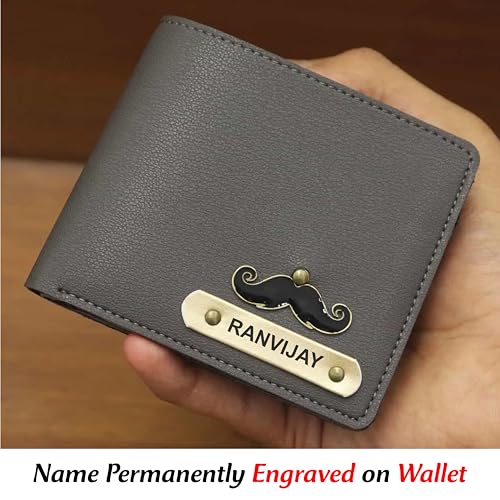 Image of SAVRI Personalized Pen, Stainless Steel Symbol Keychain and Leather Men's wallet Combo with Charm and Your Name Engraved. Best Gift Combo for Him. Men's Professional Gift Box.