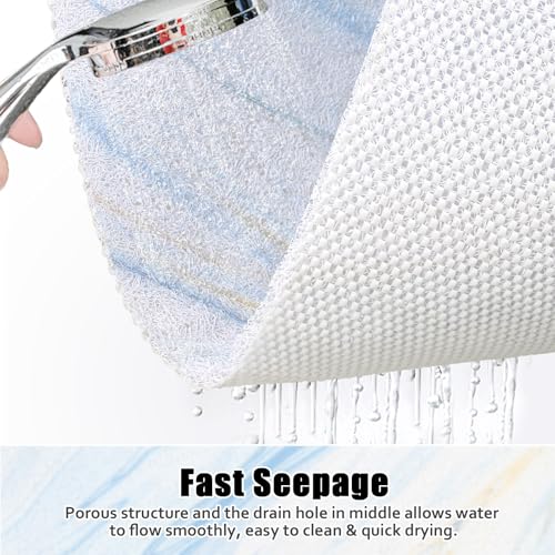 Image of Shower Mat Non Slip: 24x36 Inch Large Shower mats for Inside Shower with Drain Hole in Middle, Super Soft PVC Loofah Massage Shower Floor Mat, Anti Slip Shower Stall Mat, Quick Drying